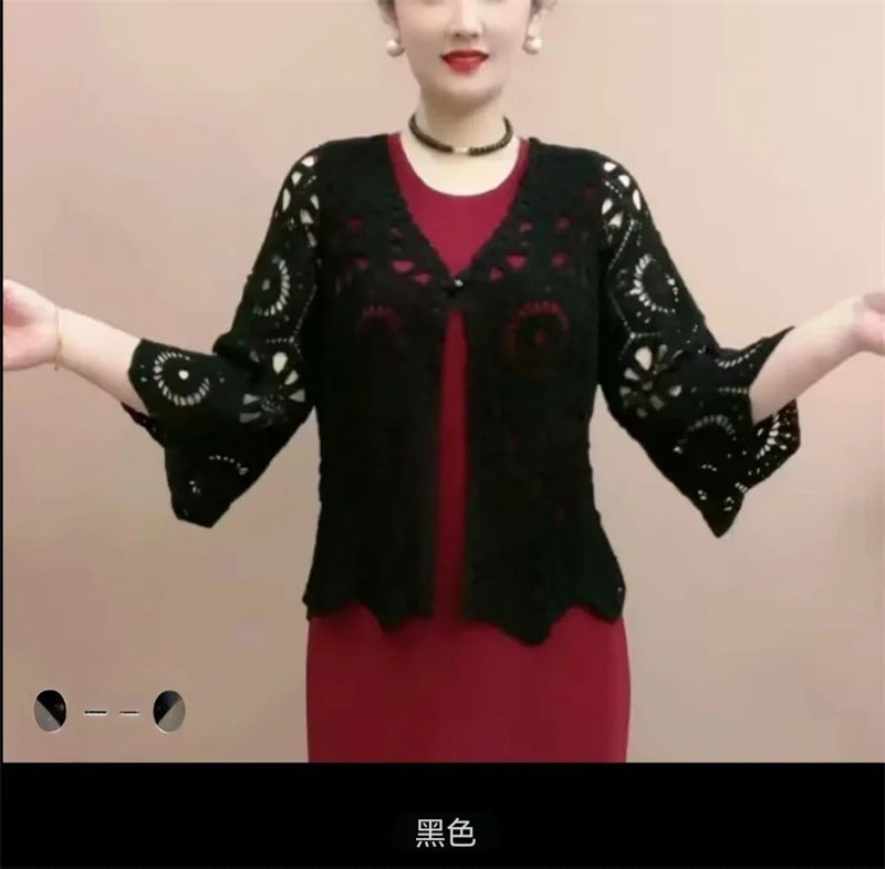Women's Shirt 2025 Hollow out New Female Coat Knitted Shirt Lace Thin Hook Flower Loose Solid Color Fashion Top Hoodie Versatile    Your Coastal Marketplace | Shoreshopper.com