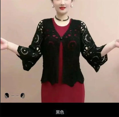Women's Shirt 2025 Hollow out New Female Coat Knitted Shirt Lace Thin Hook Flower Loose Solid Color Fashion Top Hoodie Versatile    Your Coastal Marketplace | Shoreshopper.com