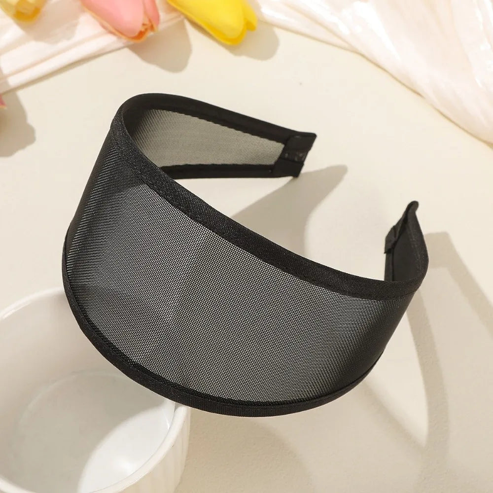 Headwear Mesh Pearls Headband Creative Beads Rhinestone Wide Hair Hoop Solid Color Waterproof Black White Hairband Wash Face    Your Coastal Marketplace | Shoreshopper.com