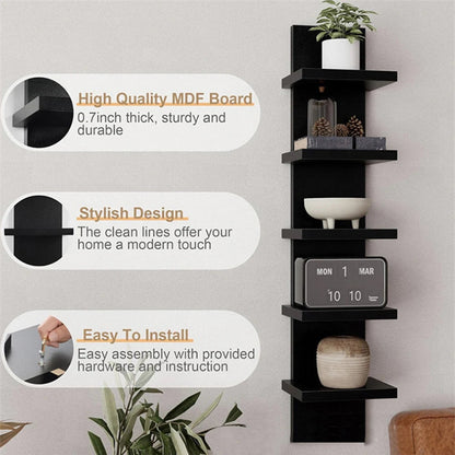 5 Layers Wall-Mounted Wood Bookshelf Storage Rack Board Shelf Organize Floating Shelf For Office Living Room Decor For Books    Home Decor Supply | Online Retail | ShoreShopper.com