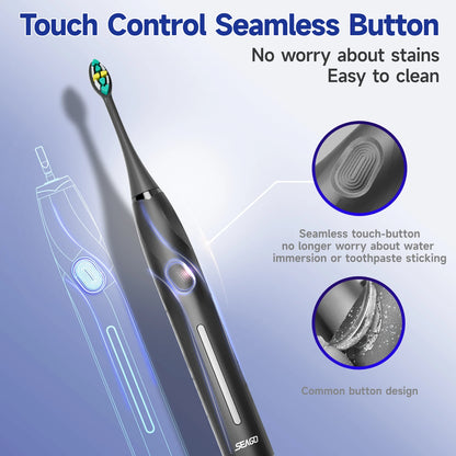 SEAGO Electric Toothbrush with 8 Soft Bristle Heads for Adults Pressure Sensor 5 Modes with 2 Minutes Smart Timer SG-2752 - ShoreCo.Shop