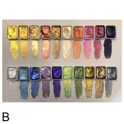 20 Colors Pearlescent Solid Watercolor Painting Set Portable Box Shiny Metal Painting Art Supplies Pigment Palette Drawing Tools    Home Decor Supply | Online Retail | ShoreShopper.com