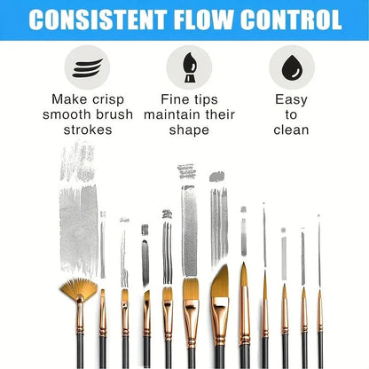 12pcs Nylon Bristle Brush Set Flat Brushes Watercolor Oil Paint For Artists Amateur And Acrylic Paintings Fabric Brushes    Home Decor Supply | Online Retail | ShoreShopper.com