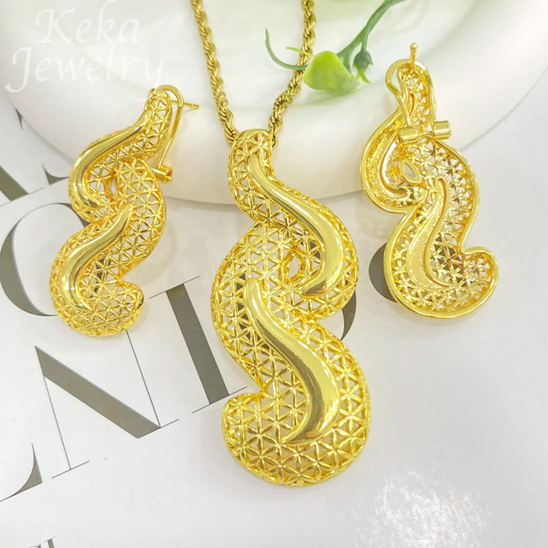 Dubai Golden Jewelry Sets for Women Luxury Italian Bridal Necklace Pendant Earrings Wedding Party Accessories Lady Gifts    Home Decor Supply | Online Retail | ShoreShopper.com