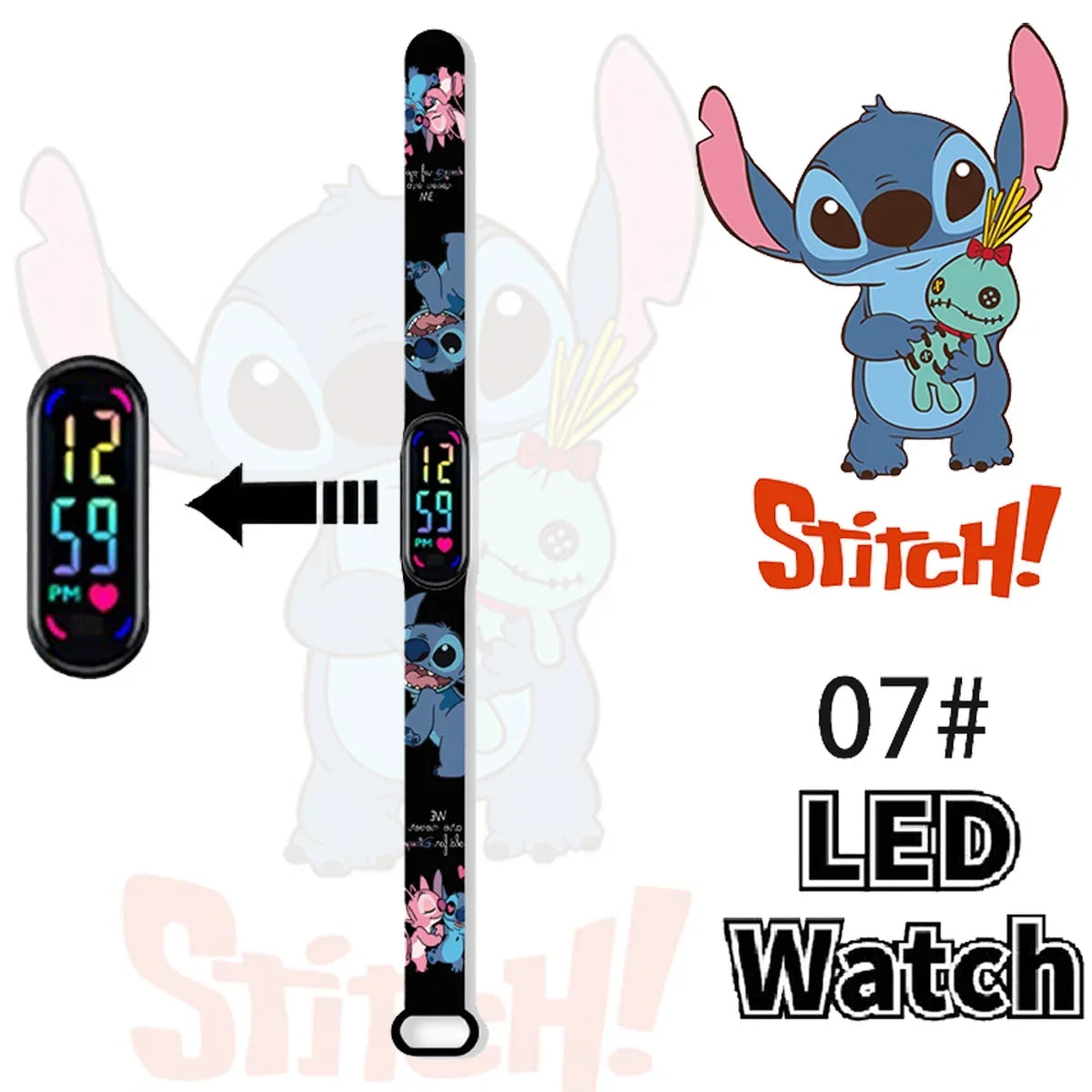 Disney Stitch Digital Kids' Watches Anime Figures LED Luminous Watch Touch Waterproof Electronic Sports Watch Kids Birthday Gift    Home Decor Supply | Online Retail | ShoreShopper.com