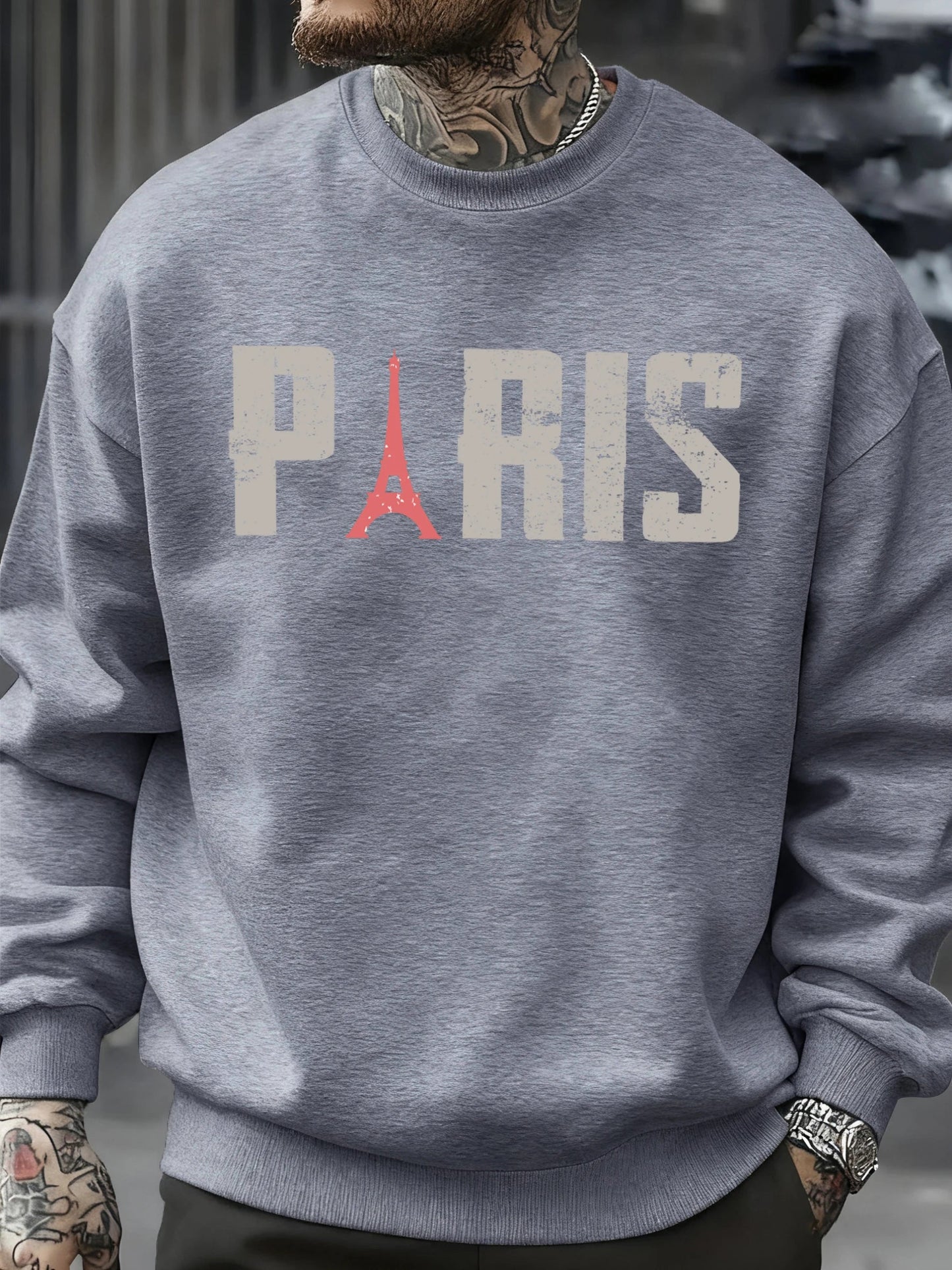 Famous Paris Tower Pattern Sweatshirt Men O-Neck Clothes Autumn Fleece Retro Pullover Loose Unisex Colour Fashion Streetwear    Home Decor Supply | Online Retail | ShoreShopper.com