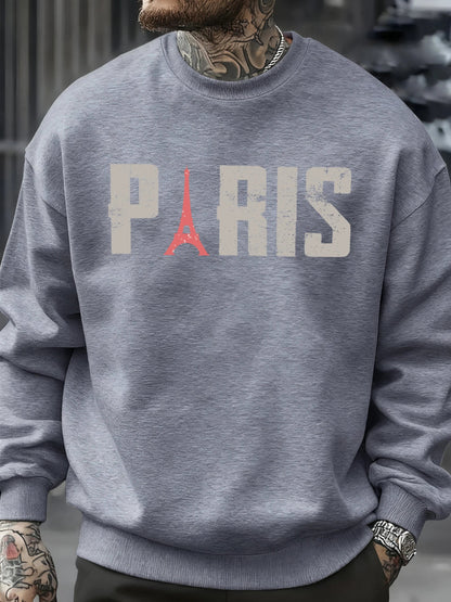 Famous Paris Tower Pattern Sweatshirt Men O-Neck Clothes Autumn Fleece Retro Pullover Loose Unisex Colour Fashion Streetwear    Home Decor Supply | Online Retail | ShoreShopper.com