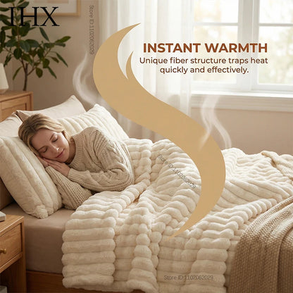 IHX Solid Color Imitation Rabbit Plush Milk Plush Thickened Thermal Leisure Home Blanket Office Nap Blanket, Custom Blanket Size    Your Coastal Marketplace | Shoreshopper.com