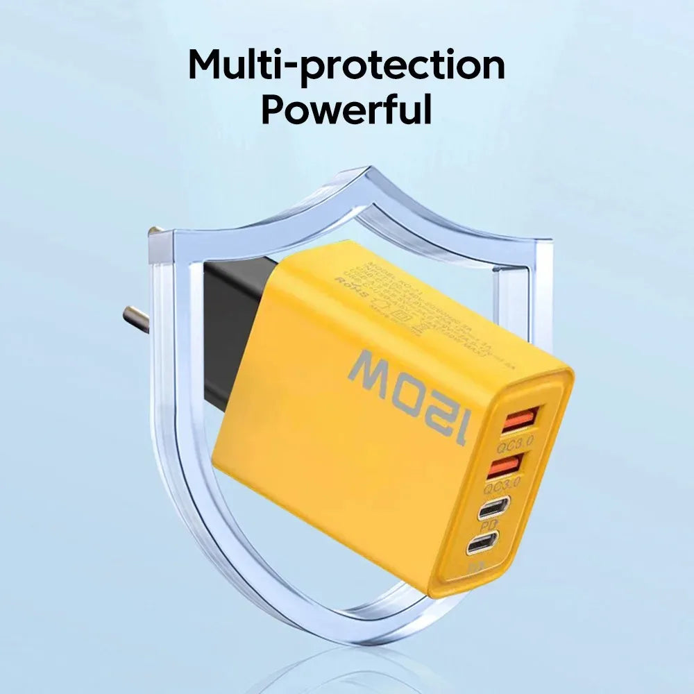 4 Ports USB C PD Charger Quick Charge 3.0 Type C USB Phone Chargers Fast Charging Adapter For iPhone 16 15 Samsung Xiaomi Huawei - ShoreCo.Shop