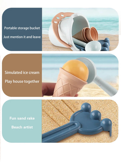 9 pieces beach toys beach bucket set A bucket, filter, accessories for homemade ice cream Can make ice ball Beach travel to    Your Coastal Marketplace | Shoreshopper.com