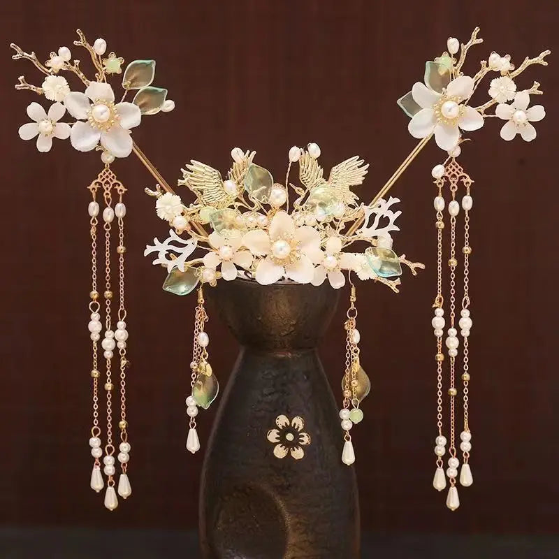 1 Set Ancient Headwear Hairpins Complete Super Immortal Made Headwear New Simple Pink flower Children's Ancient Headwear    Your Coastal Marketplace | Shoreshopper.com