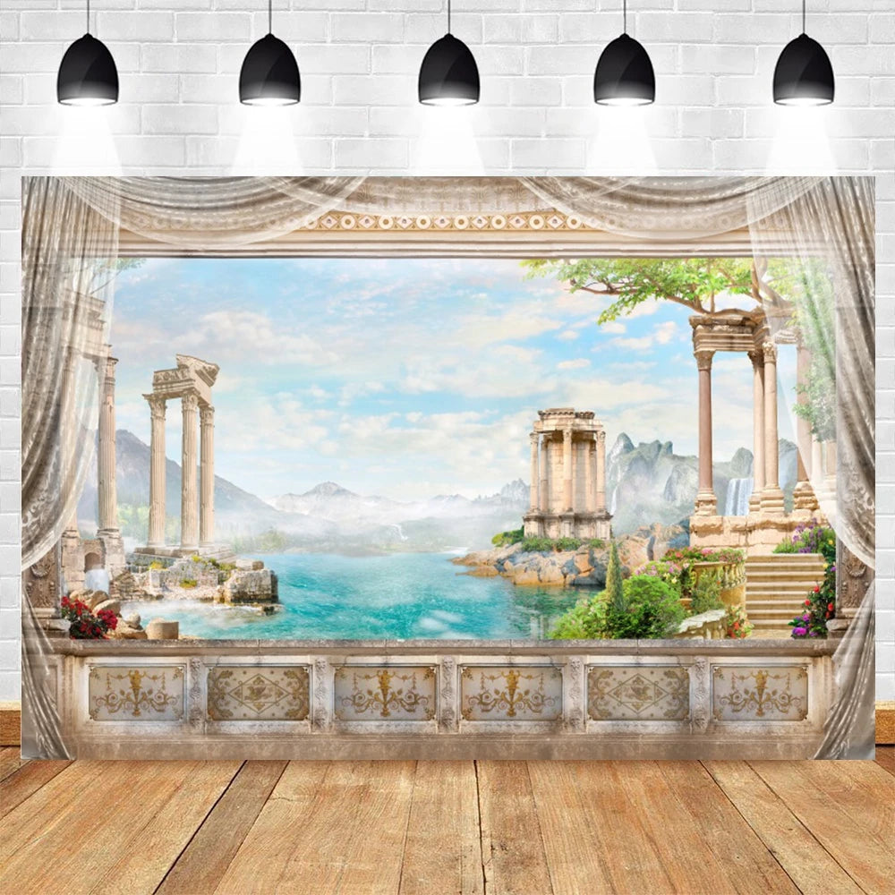 Summer Seaside Beach Photography Backdrop Natural Scenery Castle Tropical Sunshine Palms Leaves Photo Background Studio Props    Your Coastal Marketplace | Shoreshopper.com