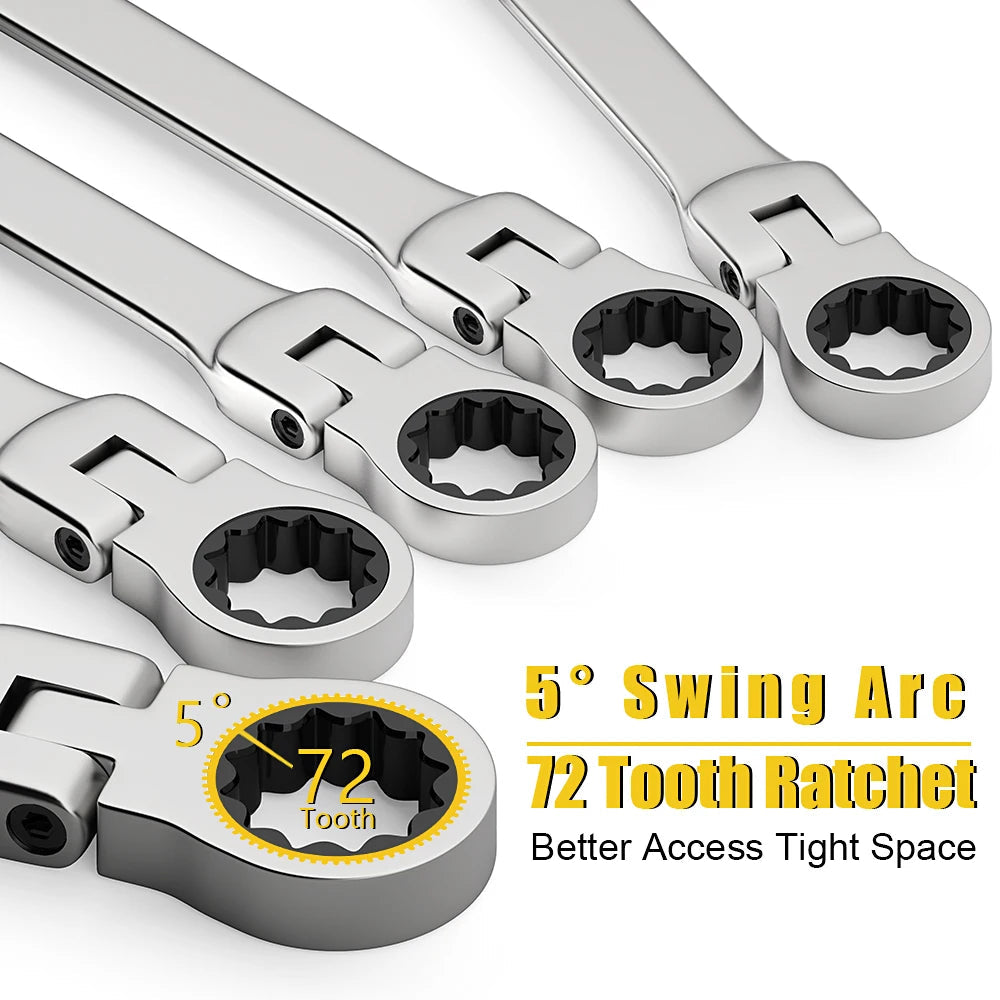 Ratcheting Combination Wrench Set, 6-22mm Metric Flex Head Ratcheting Wrench, Chrome Vanadium Steel Spanner with Bag    Home Decor Supply | Online Retail | ShoreShopper.com