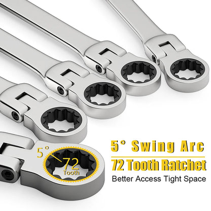 Ratcheting Combination Wrench Set, 6-22mm Metric Flex Head Ratcheting Wrench, Chrome Vanadium Steel Spanner with Bag    Home Decor Supply | Online Retail | ShoreShopper.com
