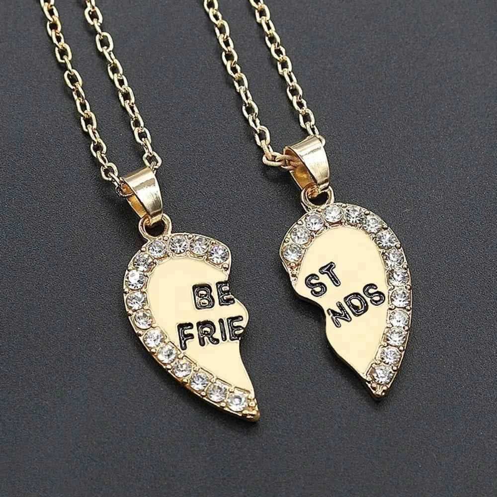 1 Pair Love Heart English Pendant Fashion Friends Necklace Good Friends Choker Statement Necklace
