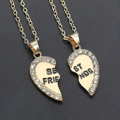1 Pair Love Heart English Pendant Fashion Friends Necklace Good Friends Choker Statement Necklace