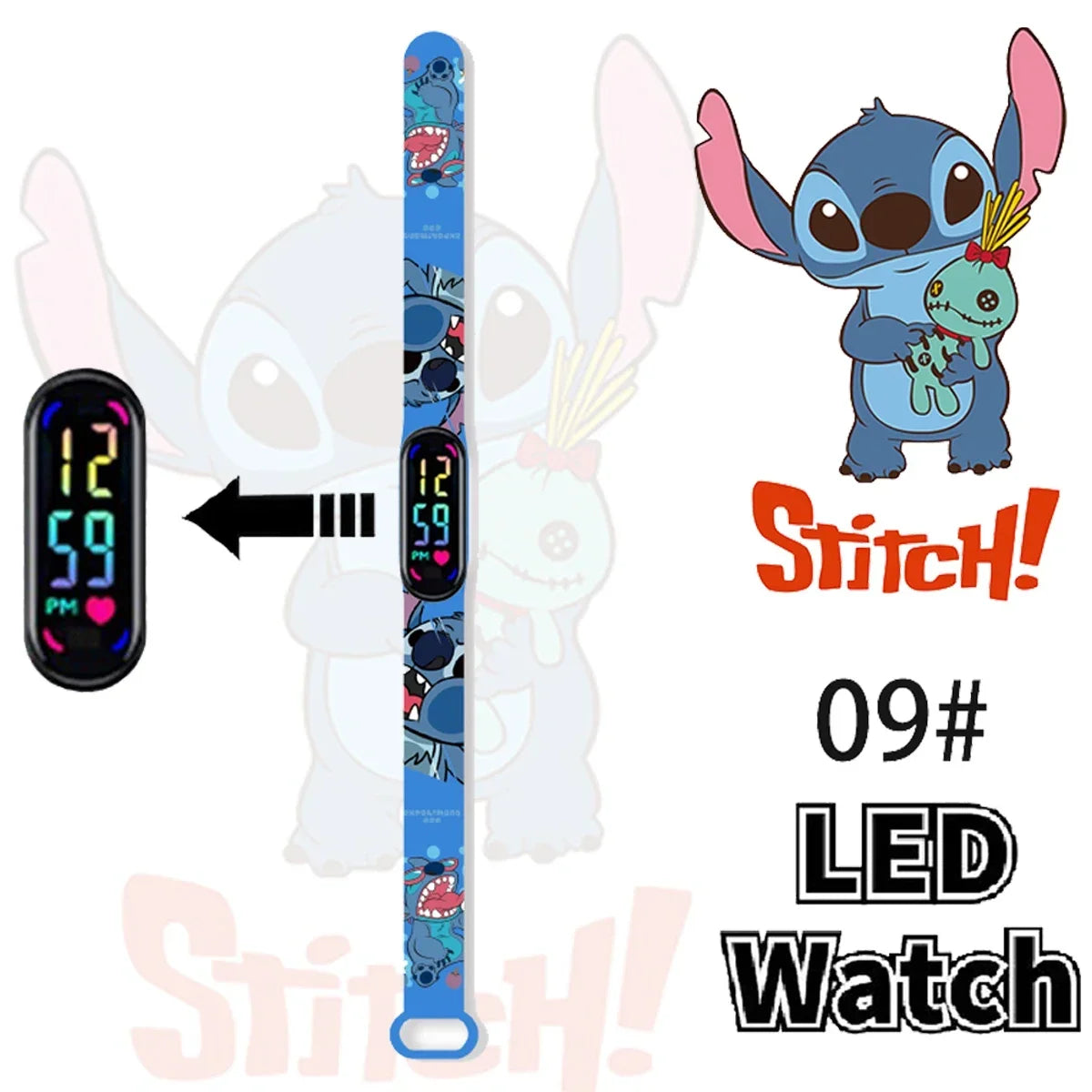 Disney Stitch Digital Kids' Watches Anime Figures LED Luminous Watch Touch Waterproof Electronic Sports Watch Kids Birthday Gift    Home Decor Supply | Online Retail | ShoreShopper.com