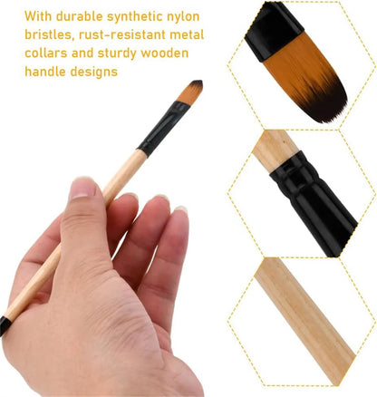 32-Piece Deluxe Multi-Purpose Art Paintbrush Set, Professional Fine Artist Wood Handle Brushes for Acrylic, Oil, Watercolor Pain    Home Decor Supply | Online Retail | ShoreShopper.com