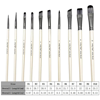 Paint Brush Set，10pcs Artist Brushes for Painting with Round,Flat,Angle,Filbert ,Professional Art Quality on Canvas, Wood, Face    Home Decor Supply | Online Retail | ShoreShopper.com