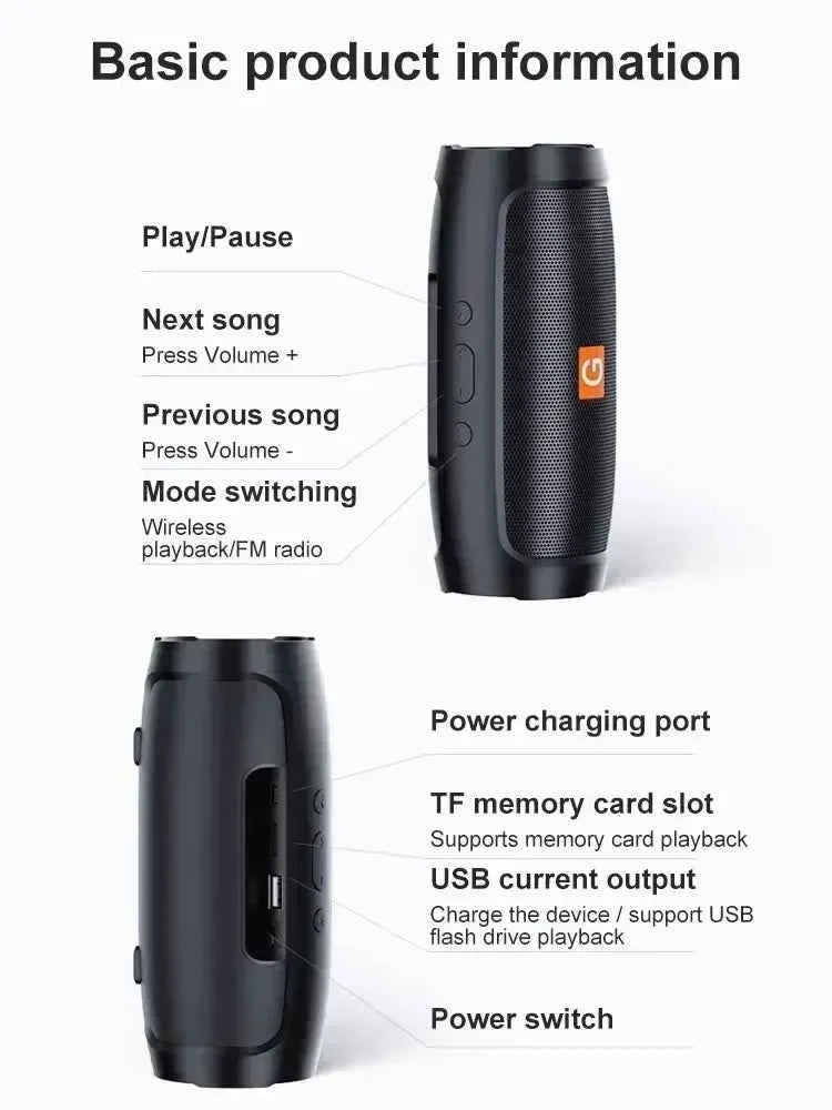 Speakers Wireless Stereo HD Sound Bluetooth 5.0 Portable IP65 Waterproof AUXLong Battery Dual PairingDurable TravelOutdoor