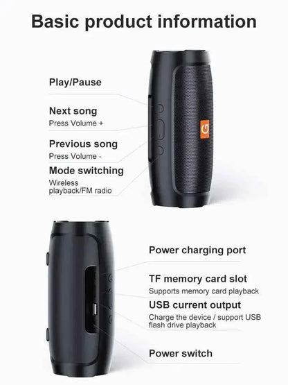 Speakers Wireless Stereo HD Sound Bluetooth 5.0 Portable IP65 Waterproof AUXLong Battery Dual PairingDurable TravelOutdoor