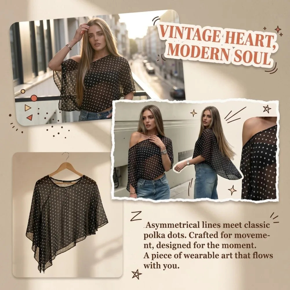 Beach Wear Transparent Sunscreen Cover-up Polka Dot Cloak Clear Cover Shirt Loose Fit Short Sheer Top Off Shoulder Blouse Beach    Your Coastal Marketplace | Shoreshopper.com