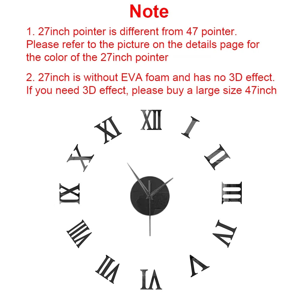 2D/3D Large Roman Numeral Acrylic Mirror Wall Clock Sticker Fashion DIY Quartz Clocks Watch Home Decoration Living Room Stickers    Home Decor Supply | Online Retail | ShoreShopper.com