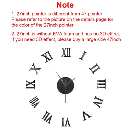 Large Wall Clock Quartz Needle 3D DIY 27" 37" or 47" Wall Clock    Home Decor Supply | Online Retail | ShoreShopper.com