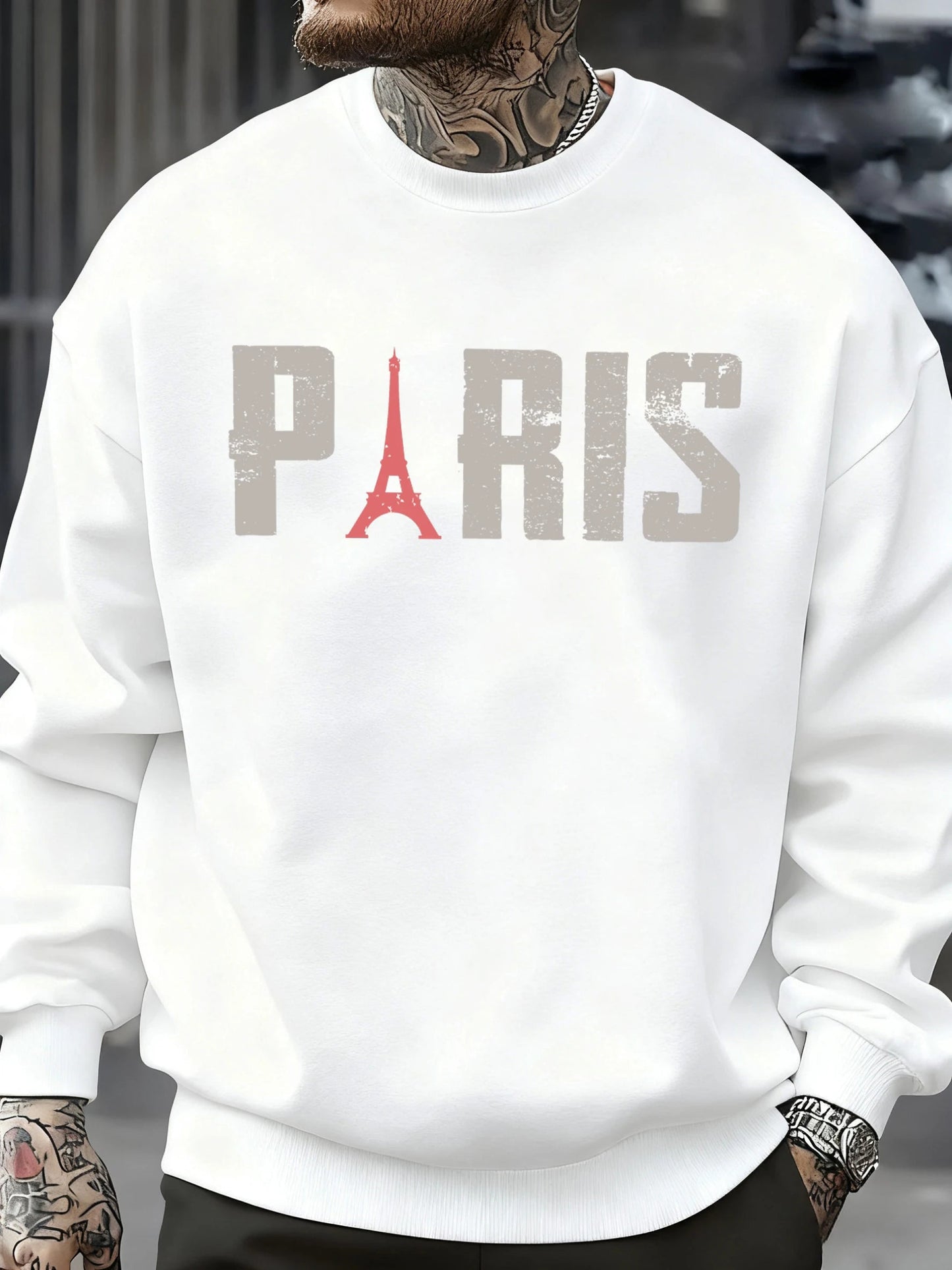 Famous Paris Tower Pattern Sweatshirt Men O-Neck Clothes Autumn Fleece Retro Pullover Loose Unisex Colour Fashion Streetwear    Home Decor Supply | Online Retail | ShoreShopper.com