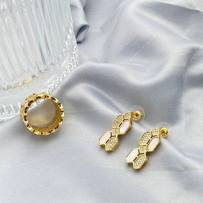 HOT  Jewelry Sets For Woman Wedding Parties Jewellery Necklace Earrings Rings Bracelets For Gift Plating18k With CZ White shell    Home Decor Supply | Online Retail | ShoreShopper.com