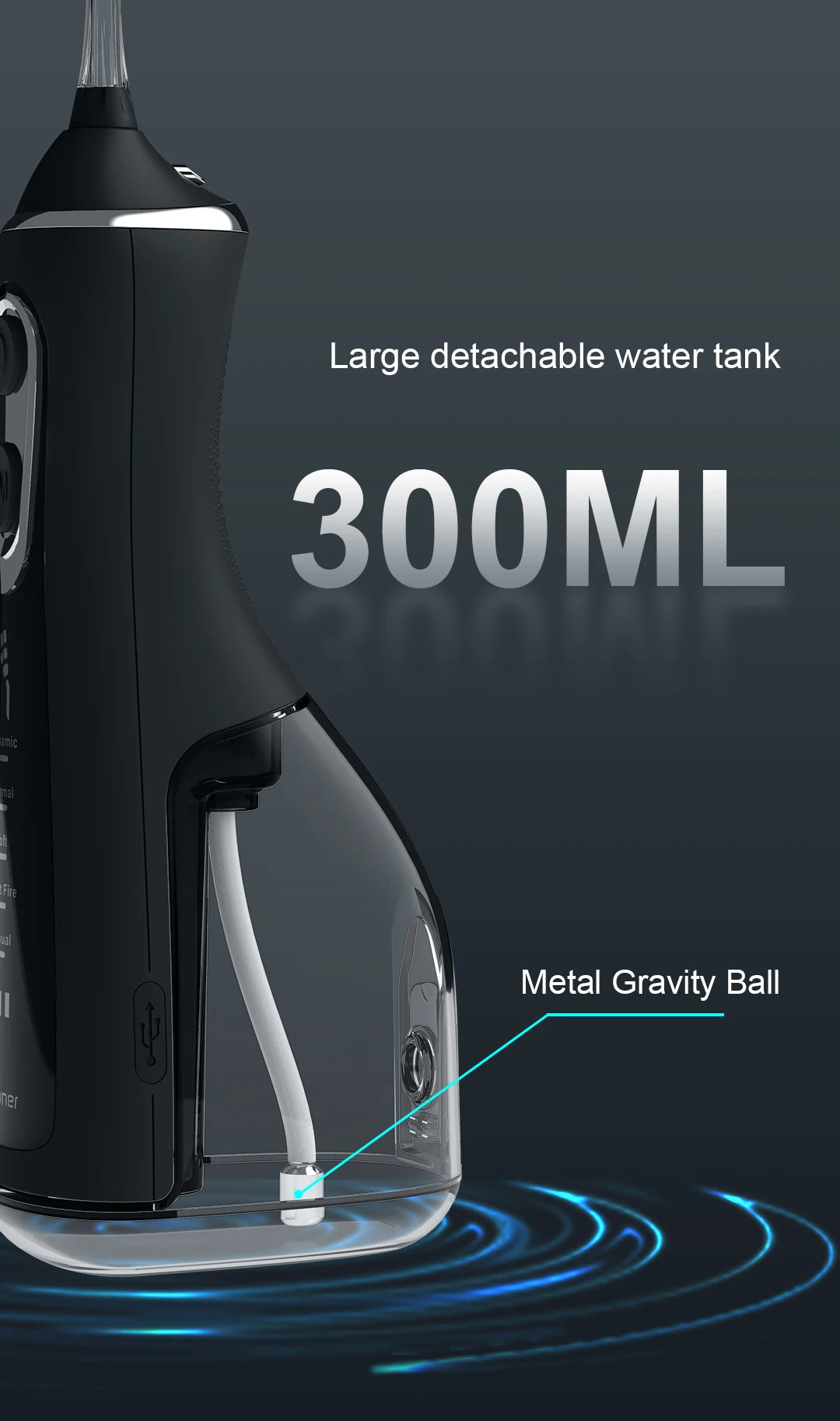Oral Irrigator 40-140PSI Tooth Scaler 5 Speed Water Flosser Rechargeable Dental Water Jet 300ML IPX6 Waterproof Teeth Cleaner - ShoreCo.Shop