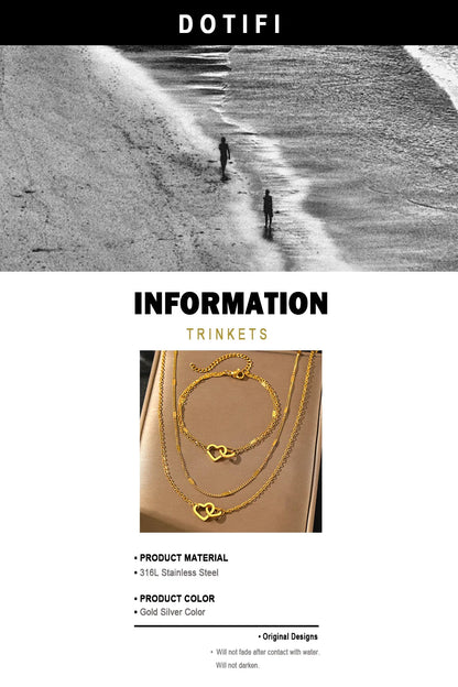 Stainless Steel Jewelry Sets High-end Atmosphere Love Bracelet Love Necklace Double Chain Design Jewelry Sets For Women Jewelry    Home Decor Supply | Online Retail | ShoreShopper.com