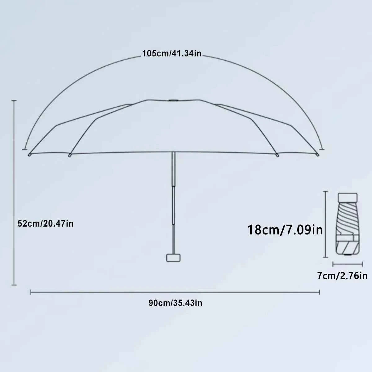Ultra-Light UV Protection Umbrella - Compact, Foldable Design with Stainless Steel Handle for Sun & Rain, Durable 190T Canopy