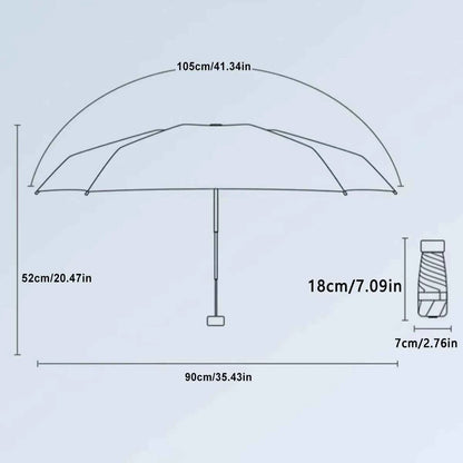 Ultra-Light UV Protection Umbrella - Compact, Foldable Design with Stainless Steel Handle for Sun & Rain, Durable 190T Canopy