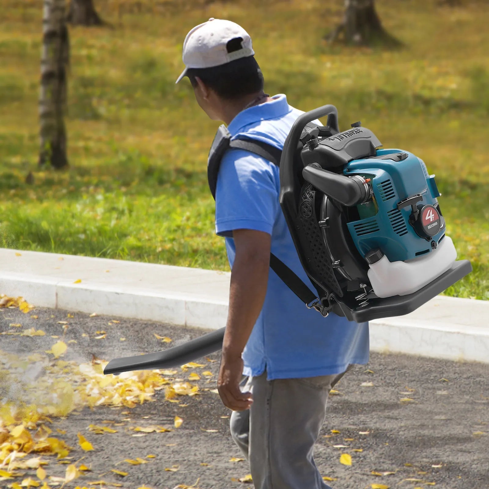 75.6CC  Backpack Leaf Blower, 4 Stroke Gas Powered Leaf Blower, with 498ft ³/s Powerful Blowing, 1.9L Large Fuel Tank    Home Decor Supply | Online Retail | ShoreShopper.com