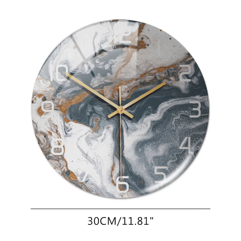 Black Gold Marble Metal Needle Modern Acrylic Round Clock 12"    Home Decor Supply | Online Retail | ShoreShopper.com