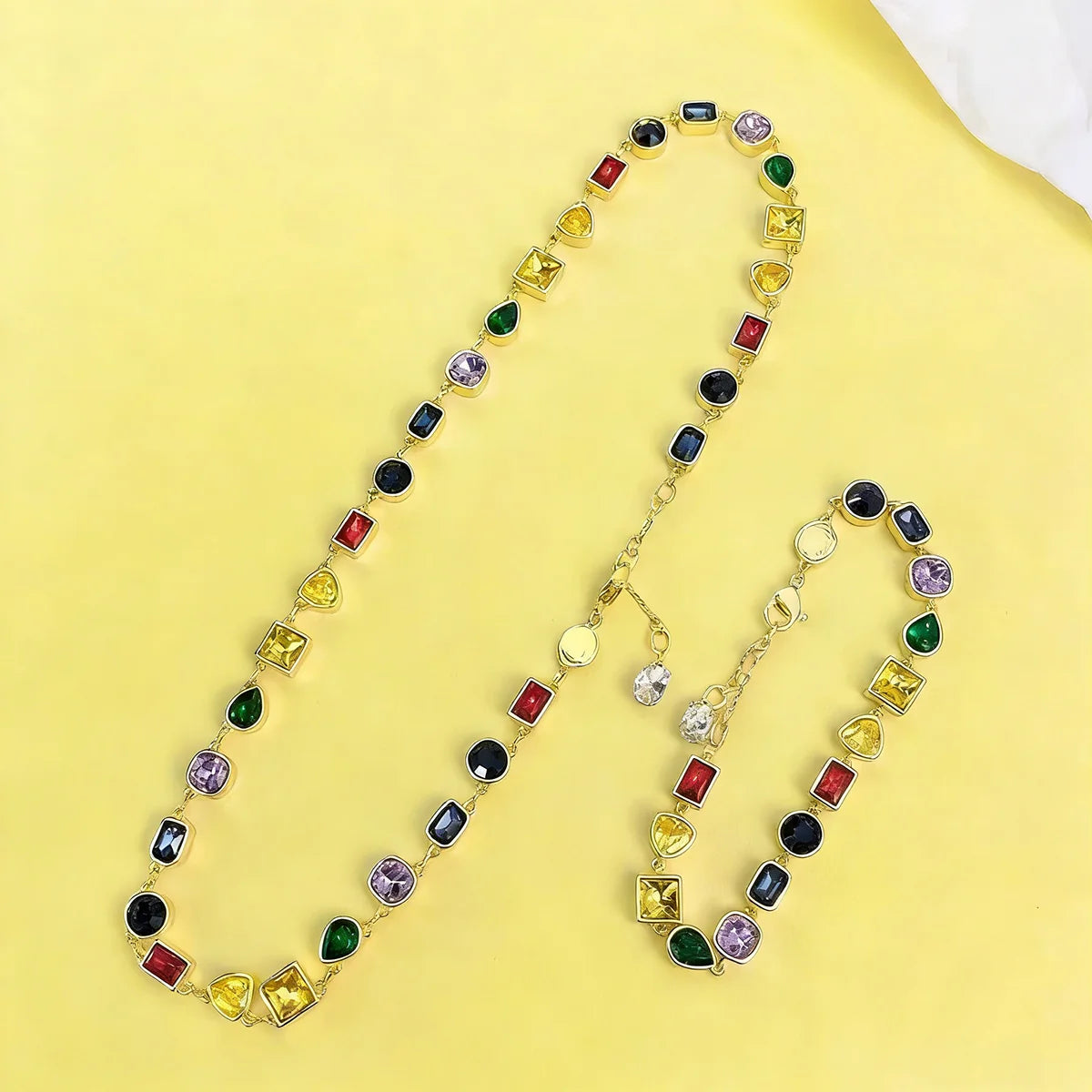Luxury Fashion Women's Jewelry Colored Gems Set Sterling Silver Necklace Bracelet Plated With 18K Rose Gold Banquet Party    Home Decor Supply | Online Retail | ShoreShopper.com
