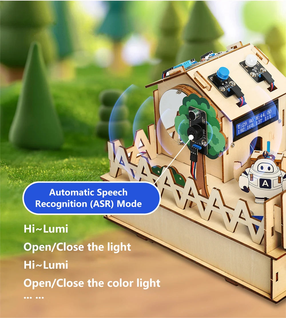 ACEBOTT Smart Home STEM STEAM Starter Kit Wooden House IoT Wifi Blockly Programming for ESP32 Arduino - ShoreCo.Shop