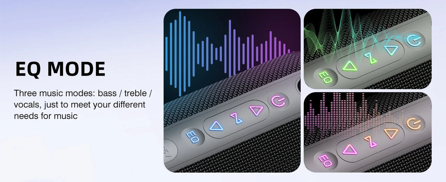 Portable Bluetooth Speaker, Bluetooth 5.4 Speaker, 30W Dual Speaker, Deep Bass, 30H Playtime, 3 EQ Mode, Colorful RGB Lights    Home Decor Supply | Online Retail | ShoreShopper.com