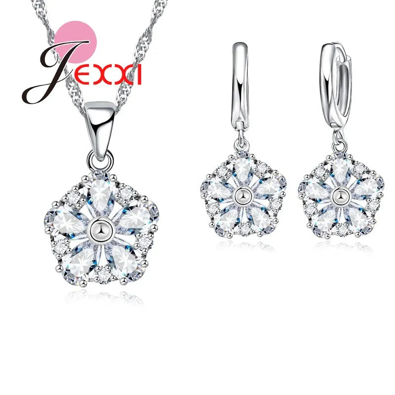 Fashion Elegant Jewelry Set For Women Wedding Accessory Cubic Zircon Crystal 925 Sterling Silver Jewellery Set For Lady    Home Decor Supply | Online Retail | ShoreShopper.com