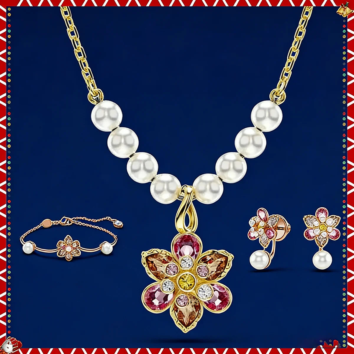 2025 New Gorgeous Flower Yang Jewelry Set: An Elegant Flower Art Feast with Gold Inlaid Treasures and Pearls    Home Decor Supply | Online Retail | ShoreShopper.com