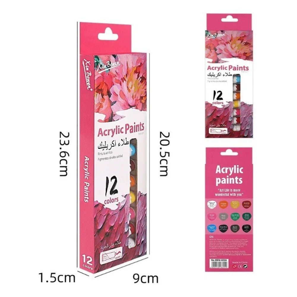 12 Color Acrylic Paint Set 9ml Tubes Waterproof Art Supplies for Beginner Artists DIY Painting on Canvas Wall Art Stationery    Home Decor Supply | Online Retail | ShoreShopper.com
