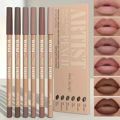 6pcs Velvet Matte Lip Liner Pencils Set Long-Lasting Non-Drying Perfect for Lining Filling Lips Versatile for All Skin Typ - ShoreCo.Shop