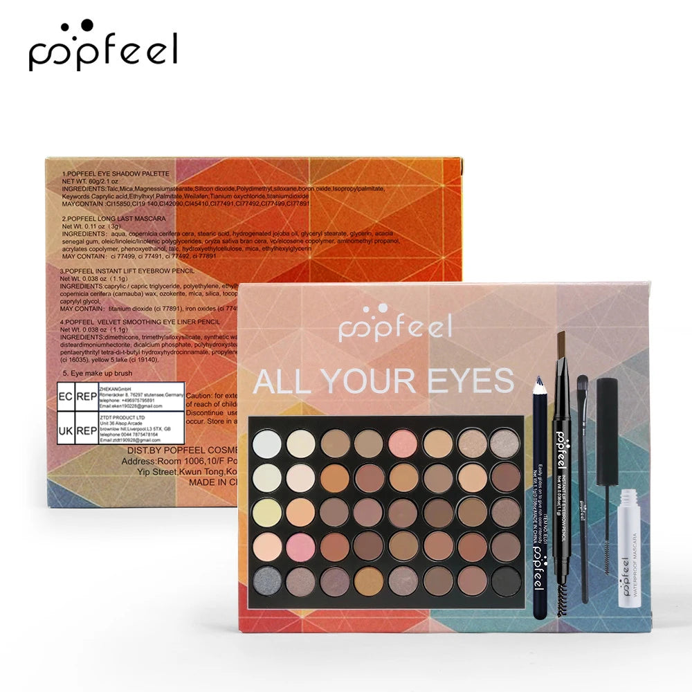POPFEEL Eye Makeup Set, Eyeshadow Palette, Eyeliner, Mascara, Eyebrow Pencil, Makeup Tool Set Box, Gifts For Women - ShoreCo.Shop