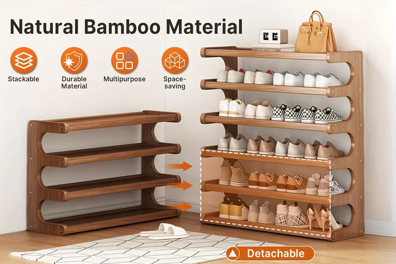 Multi-Tier Shoe Storage Rack, Compact Space-Saving Easy Assembly, Square Shelves for Entryway Dorms Apartments Home Desk Drawer    Home Decor Supply | Online Retail | ShoreShopper.com