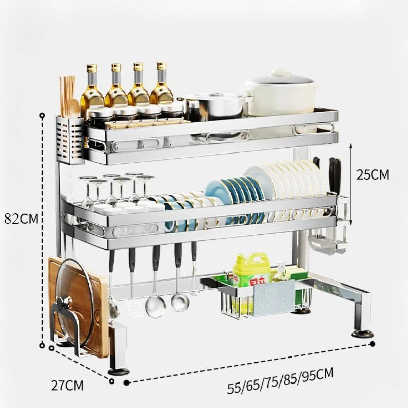 Stainless Steel Sink Shelf Bowl Drain Rack Kitchen Storage Rack Multifunctional Dish Cutlery Knife Spoon Sink Rack Set Organizer    Home Decor Supply | Online Retail | ShoreShopper.com
