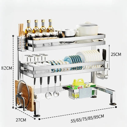 Stainless Steel Sink Shelf Bowl Drain Rack Kitchen Storage Rack Multifunctional Dish Cutlery Knife Spoon Sink Rack Set Organizer    Home Decor Supply | Online Retail | ShoreShopper.com