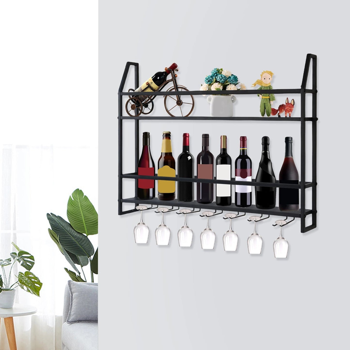 Wall Mounted Iron Wine Rack Bottle Champagne Glass Holder Shelves Bar Home Party Light and Strong Durable Unique Design Decor    Home Decor Supply | Online Retail | ShoreShopper.com
