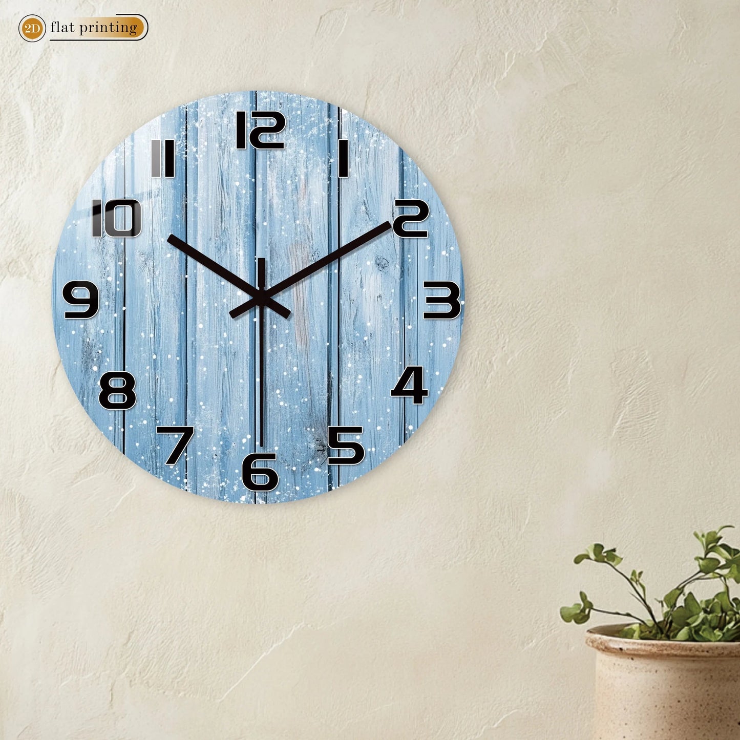 Rustic Blue Wooden Plank Wall Clock with Snowflakes, Winter Theme Home Office Decor, Silent Quartz Movement Decorative Design    Home Decor Supply | Online Retail | ShoreShopper.com