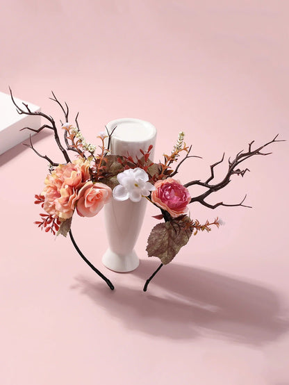Deer Horn Hair Hoop Children's Fairy Headwear Female Branch Flower Headwear Accessories    Your Coastal Marketplace | Shoreshopper.com